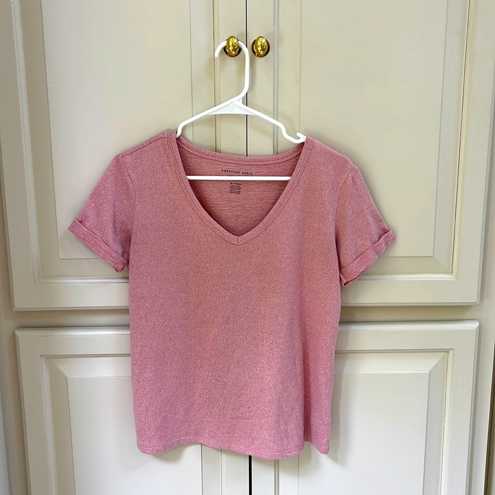 American Eagle Pink V-Neck Top